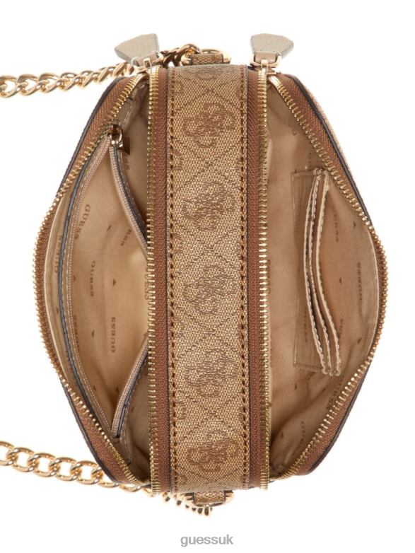 GUESS Women Noelle Quatto G Camera Crossbody Latte Logo Bags V28V62862