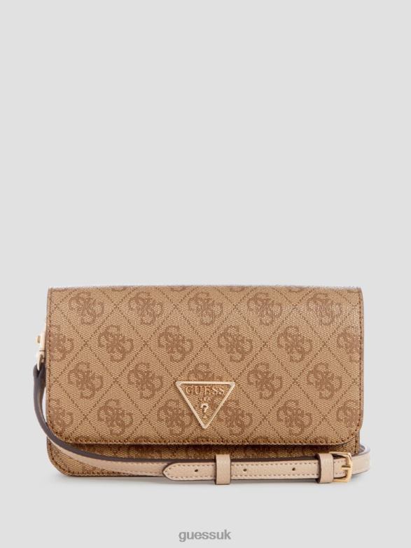 GUESS Women Noelle Quattro G Crossbody Organizer Wallet Latte Logo Bags V28V63152