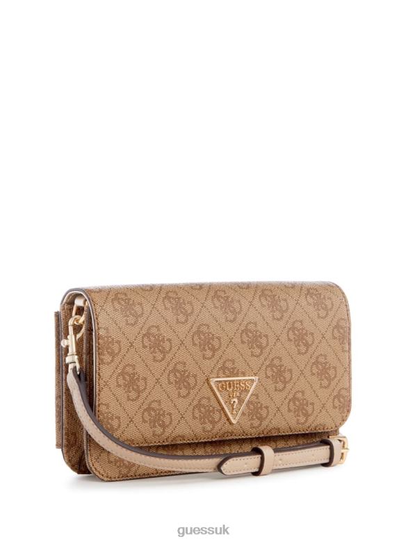 GUESS Women Noelle Quattro G Crossbody Organizer Wallet Latte Logo Bags V28V63152