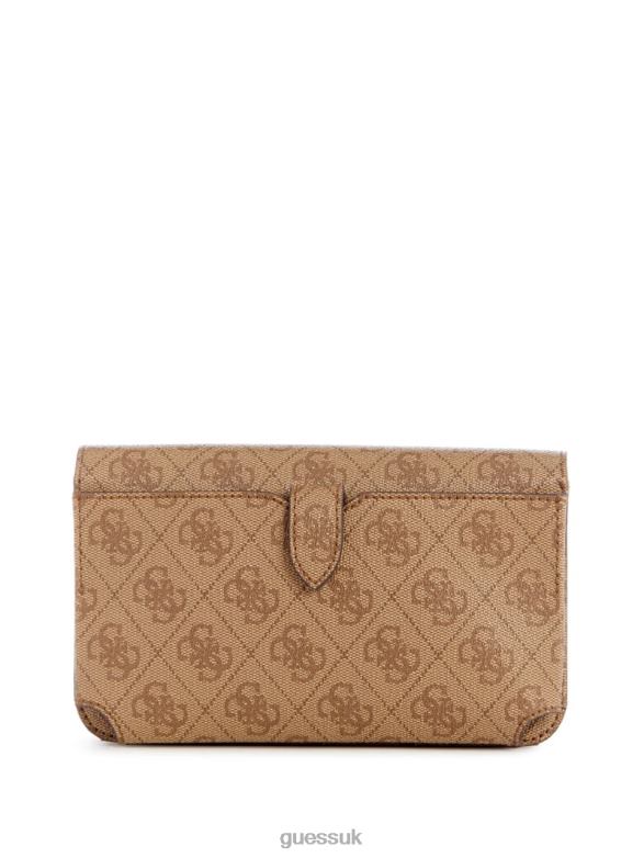GUESS Women Noelle Quattro G Crossbody Organizer Wallet Latte Logo Bags V28V63152