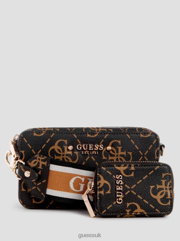 GUESS Women Rea Quattro G Mini Camera Crossbody Brown Multi Bags V28V62754