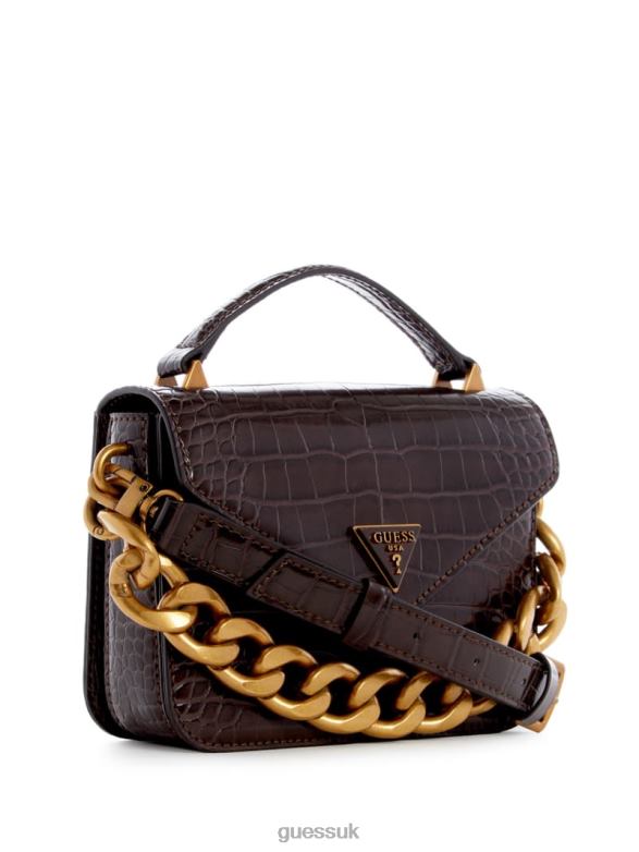 GUESS Women Retour Mini Top Handle Crossbody Espresso Bags V28V62876