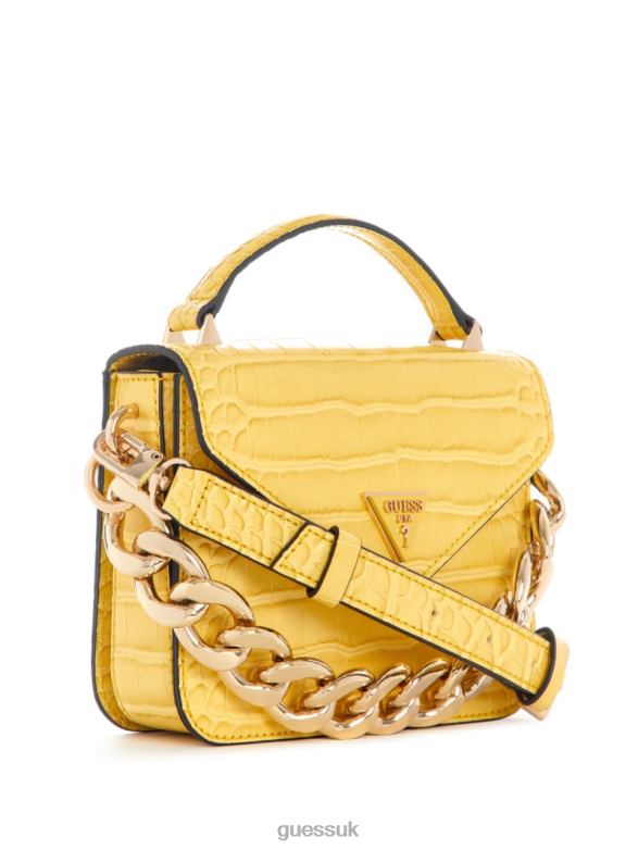 GUESS Women Retour Mini Top Handle Crossbody Yellow Bags V28V62847