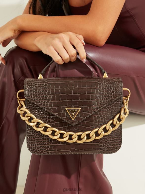 GUESS Women Retour Top Handle Crossbody Espresso Bags V28V62845