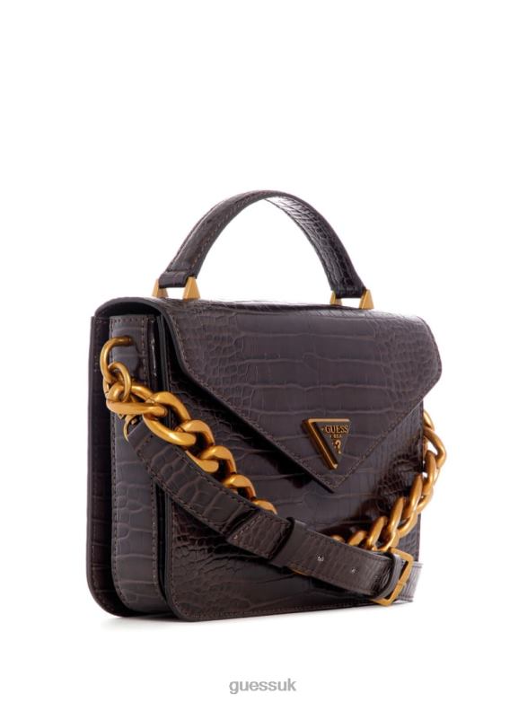 GUESS Women Retour Top Handle Crossbody Espresso Bags V28V62845