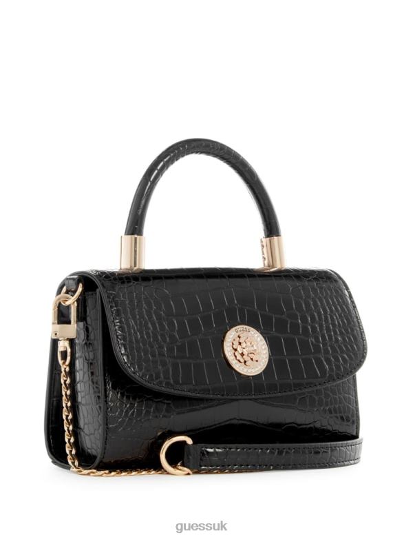 GUESS Women Rock Top-Handle Bag Black Floral Print Bags V28V62787