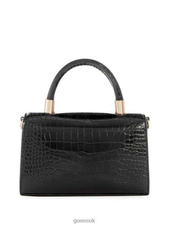 GUESS Women Rock Top-Handle Bag Black Floral Print Bags V28V62787