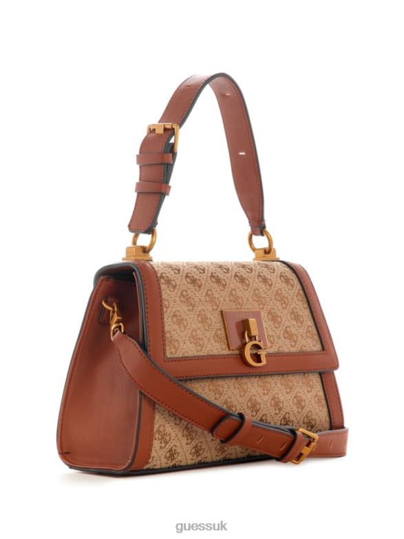 GUESS Women Stephi Jacquard Logo Top Handle Bag Brown Bags V28V62975