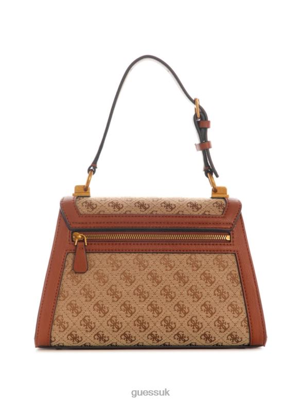 GUESS Women Stephi Jacquard Logo Top Handle Bag Brown Bags V28V62975