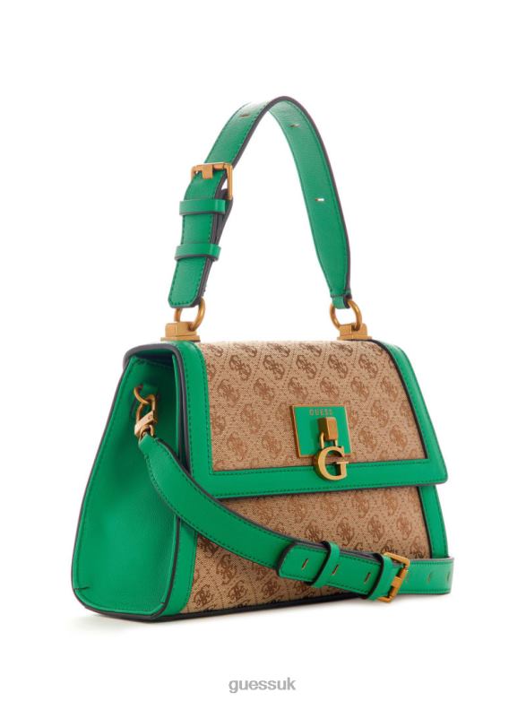 GUESS Women Stephi Jacquard Logo Top Handle Bag Green Bags V28V62970