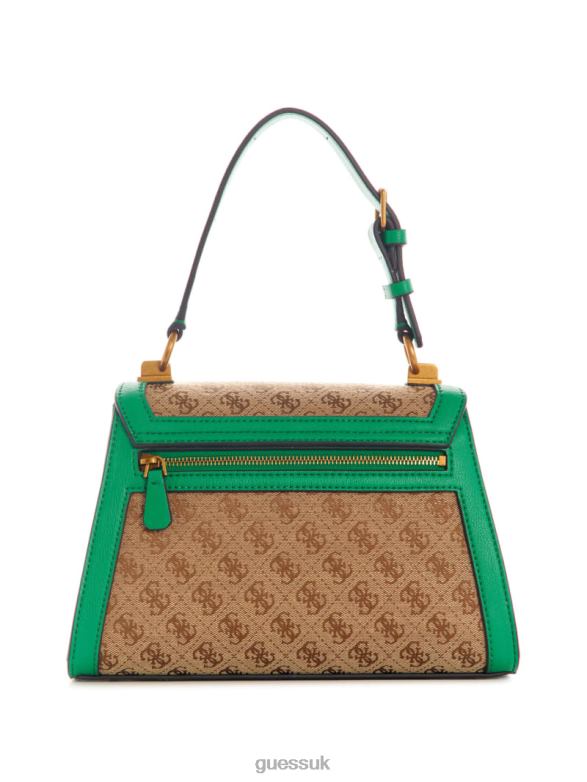 GUESS Women Stephi Jacquard Logo Top Handle Bag Green Bags V28V62970