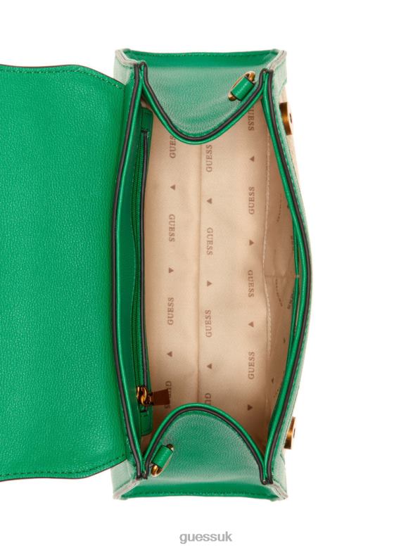 GUESS Women Stephi Jacquard Logo Top Handle Bag Green Bags V28V62970