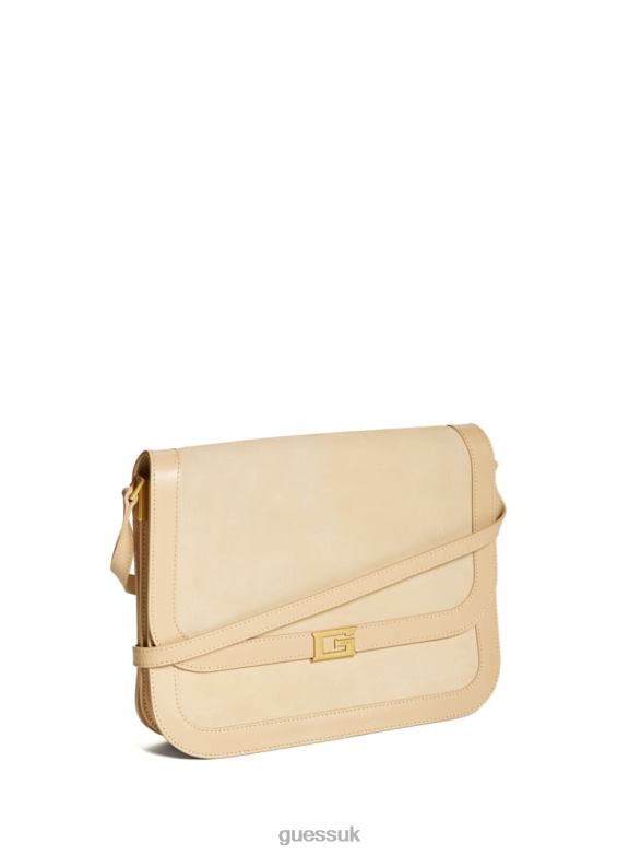 GUESS Women Thea Medium Flap Leather Crossbody Beige Overflow Bags V28V62898