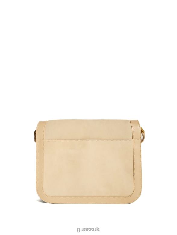 GUESS Women Thea Medium Flap Leather Crossbody Beige Overflow Bags V28V62898