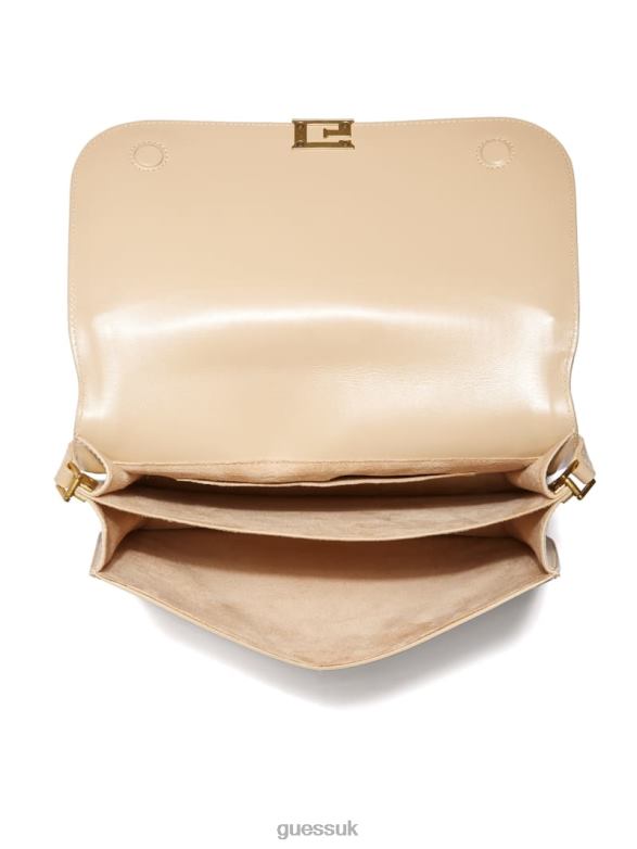 GUESS Women Thea Medium Flap Leather Crossbody Beige Overflow Bags V28V62898