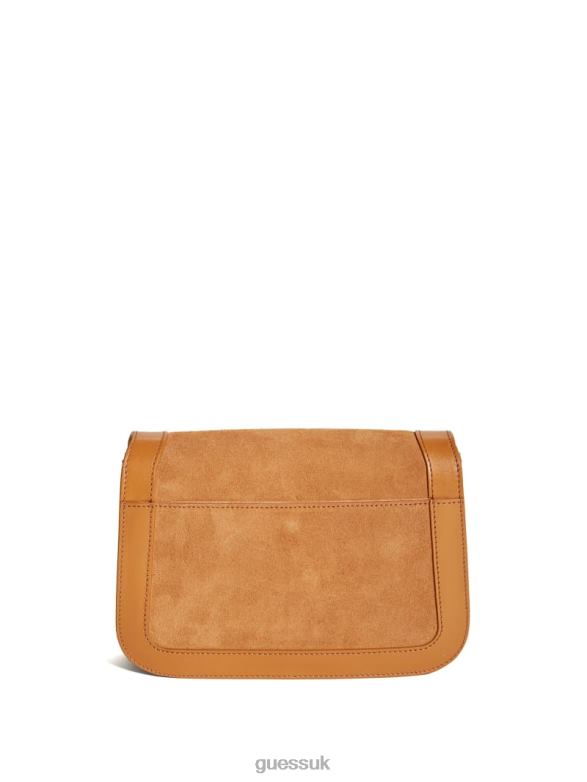 GUESS Women Thea Mini Flap Leather Crossbody Cognac Bags V28V62900