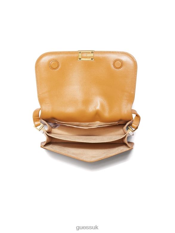 GUESS Women Thea Mini Flap Leather Crossbody Cognac Bags V28V62900