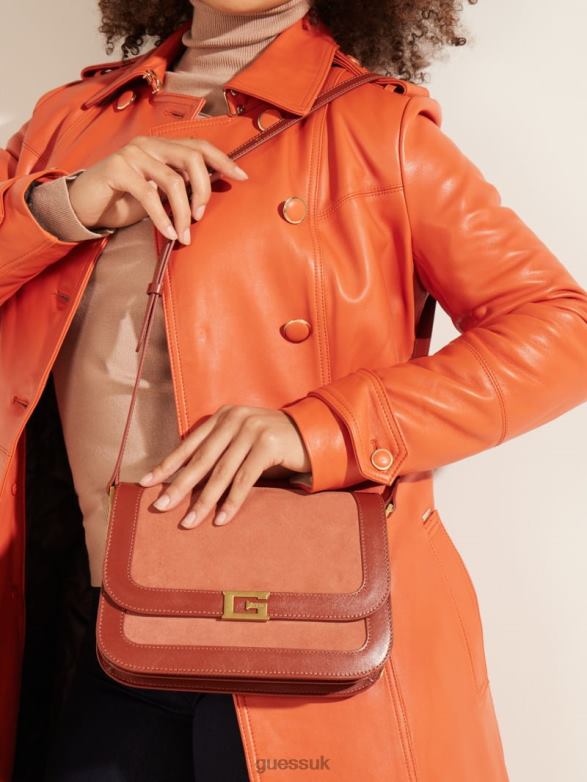 GUESS Women Thea Mini Flap Leather Crossbody Rus Bags V28V62916