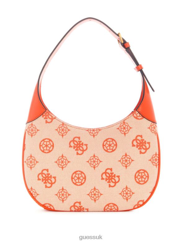 GUESS Women Izzy Logo Hobo Bag Orange/Bright Orange Bags V28V63066