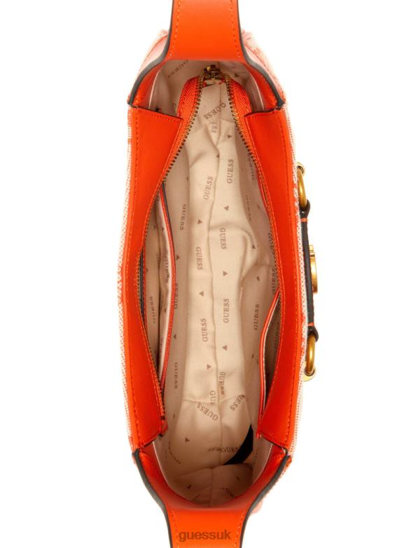 GUESS Women Izzy Logo Hobo Bag Orange/Bright Orange Bags V28V63066
