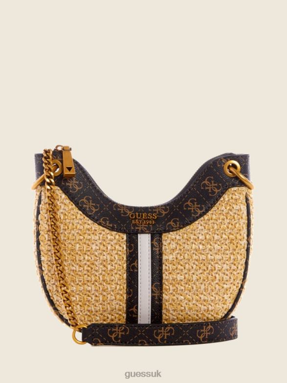 GUESS Women Kasinta Raffia Mini Hobo Bag Bleu/Bella Sera Wash Bags V28V62993
