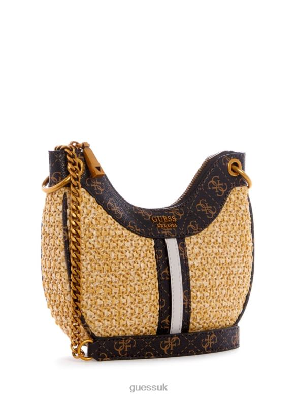GUESS Women Kasinta Raffia Mini Hobo Bag Bleu/Bella Sera Wash Bags V28V62993