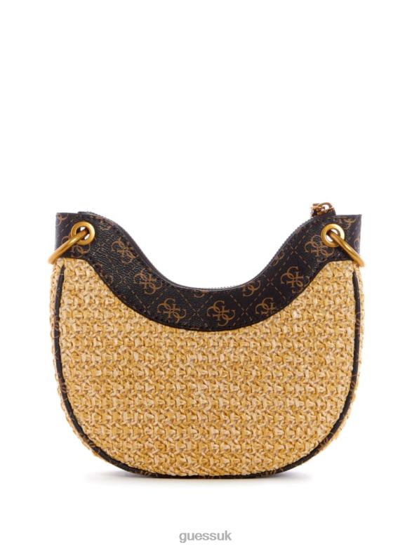 GUESS Women Kasinta Raffia Mini Hobo Bag Bleu/Bella Sera Wash Bags V28V62993