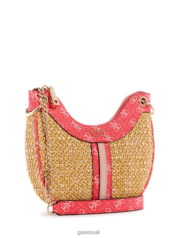 GUESS Women Kasinta Raffia Mini Hobo Bag Cali Wash Bags V28V62996