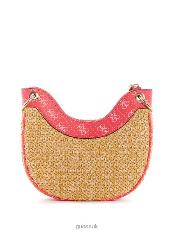 GUESS Women Kasinta Raffia Mini Hobo Bag Cali Wash Bags V28V62996