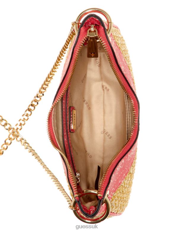 GUESS Women Kasinta Raffia Mini Hobo Bag Cali Wash Bags V28V62996