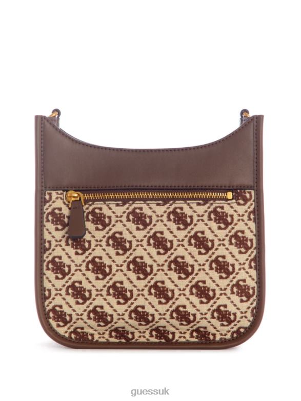 GUESS Women Katey Jacquard Mini Hobo Bag Brown Multi Bags V28V62783