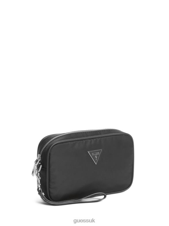 GUESS Women Certosa Small Necessity Bag Black Floral Print Bags V28V63202