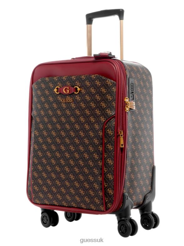 GUESS Women Izzy 8-Wheel Suitcase Brown Logo/Merlot Bags V28V63192