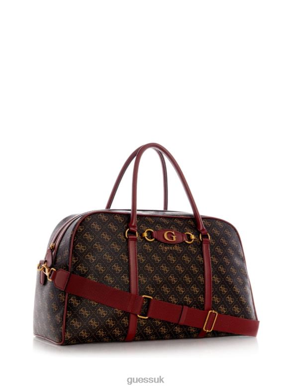 GUESS Women Izzy Weekender Duffle Bag Brown Logo/Merlot Bags V28V63193