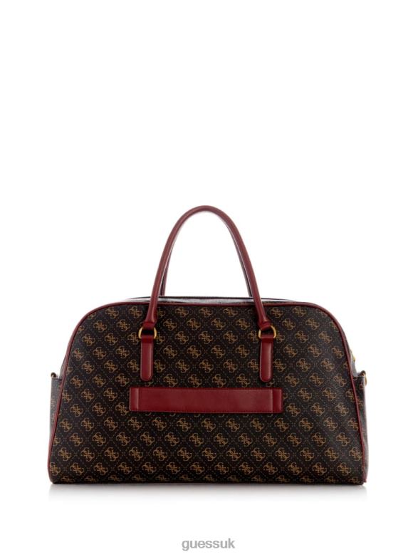 GUESS Women Izzy Weekender Duffle Bag Brown Logo/Merlot Bags V28V63193