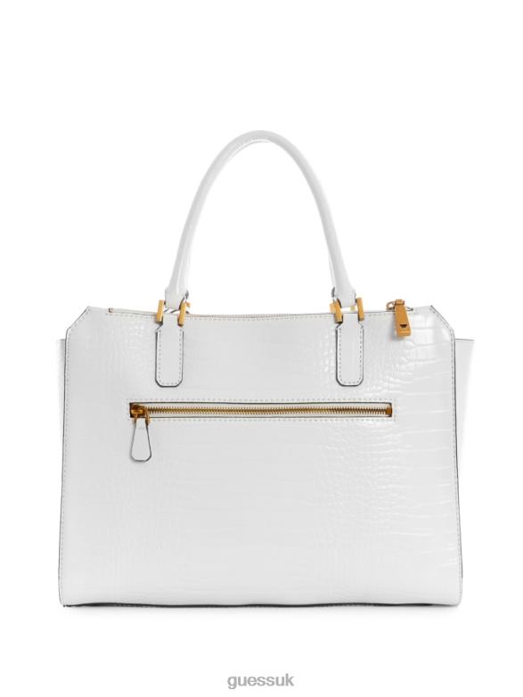 GUESS Women Raffie Crocodile-Embossed Carryall White Multi Bags V28V63269