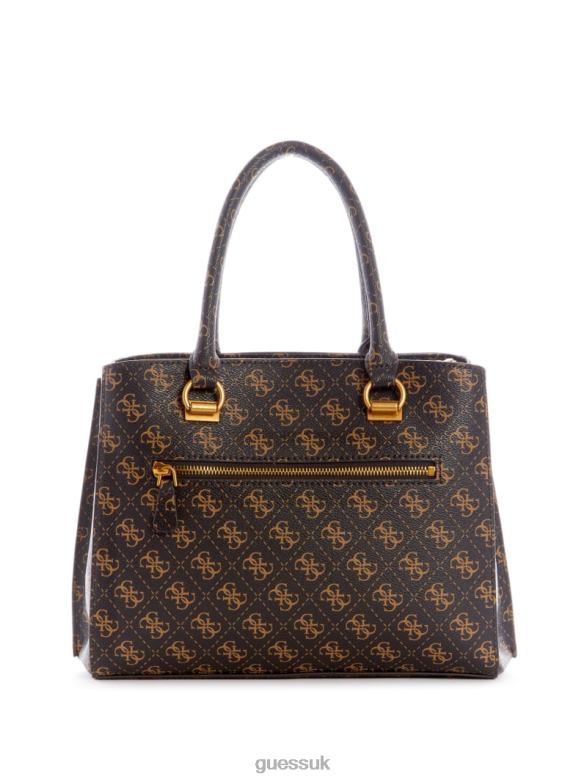 GUESS Women Alexie Girlfriend Satchel Brown Multi Bags V28V63206