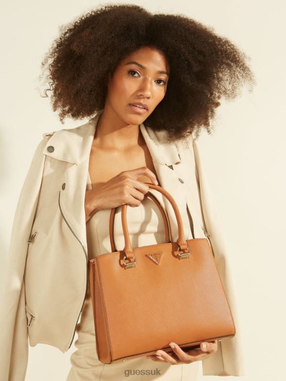 GUESS Women Alexie Girlfriend Satchel Light Cognac Bags V28V63264