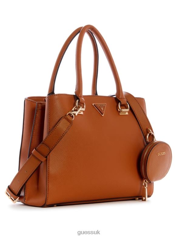 GUESS Women Alexie Girlfriend Satchel Light Cognac Bags V28V63264
