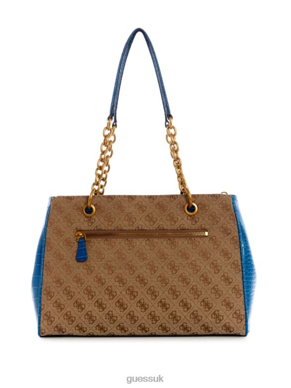 GUESS Women Aviana Luxury Satchel Latte/Blue Bags V28V63123