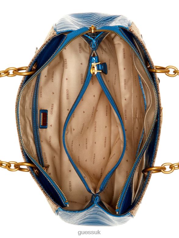 GUESS Women Aviana Luxury Satchel Latte/Blue Bags V28V63123