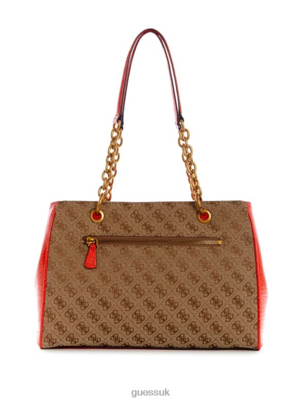 GUESS Women Aviana Luxury Satchel Latte/Orange Bags V28V63124