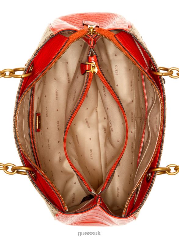 GUESS Women Aviana Luxury Satchel Latte/Orange Bags V28V63124