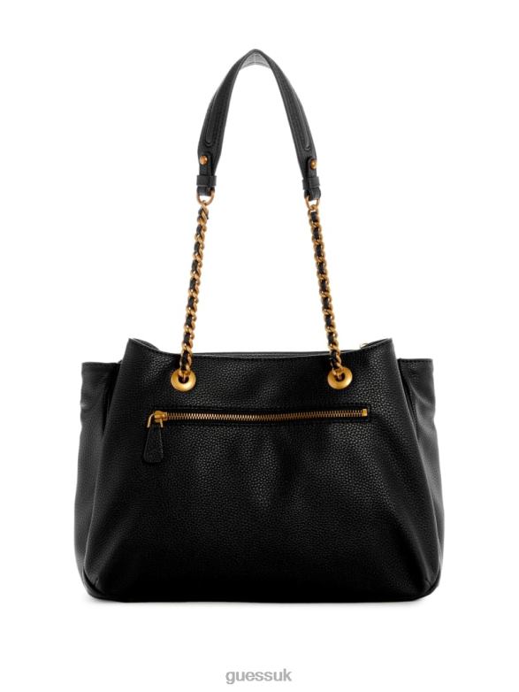 GUESS Women Becci Girlfriend Shoulder Satchel Black Floral Print Bags V28V63020