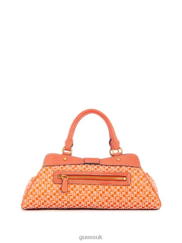 GUESS Women Belle Vintage Small Girlfriend Satchel Orange Logo Bags V28V63049