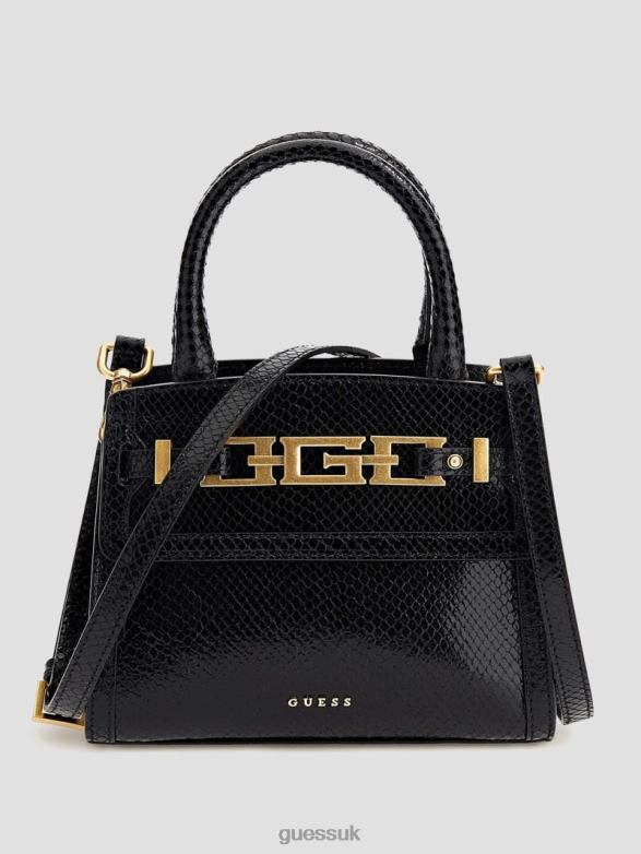 GUESS Women Cristina Small Leather Satchel Black Floral Print Bags V28V62882