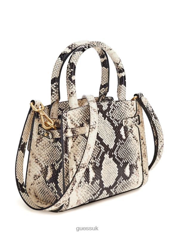 GUESS Women Cristina Small Leather Satchel White Patent Bags V28V63275