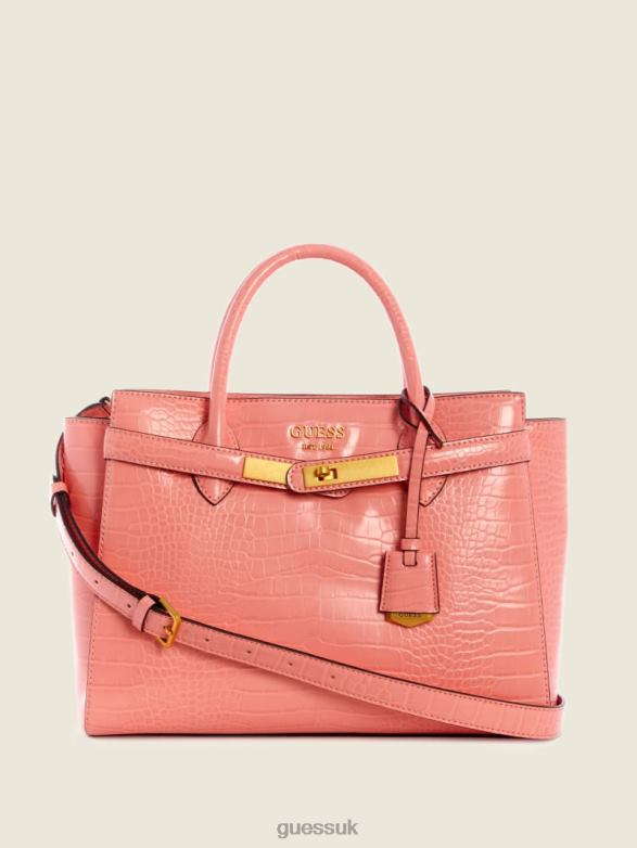 GUESS Women Enisa High Society Satchel Coral Bags V28V63301