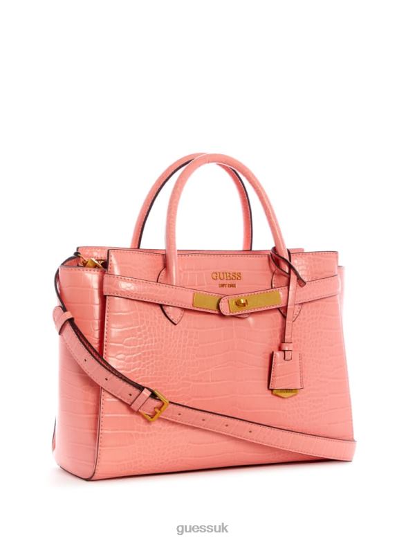 GUESS Women Enisa High Society Satchel Coral Bags V28V63301