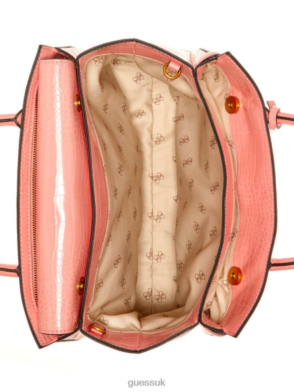 GUESS Women Enisa High Society Satchel Coral Bags V28V63301